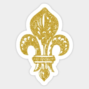 Lily Flower - fleur-de-lis in Gold and Navy Background Sticker